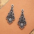 Long Floral Teardrop Openwork Metal Charm Pendants view 3