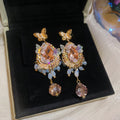 Pink Crystal Chandelier Earrings with Beaded Fringe view 6