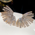 Radiating Crystal Fan Stud Earrings in Silver or Gold Tone view 7