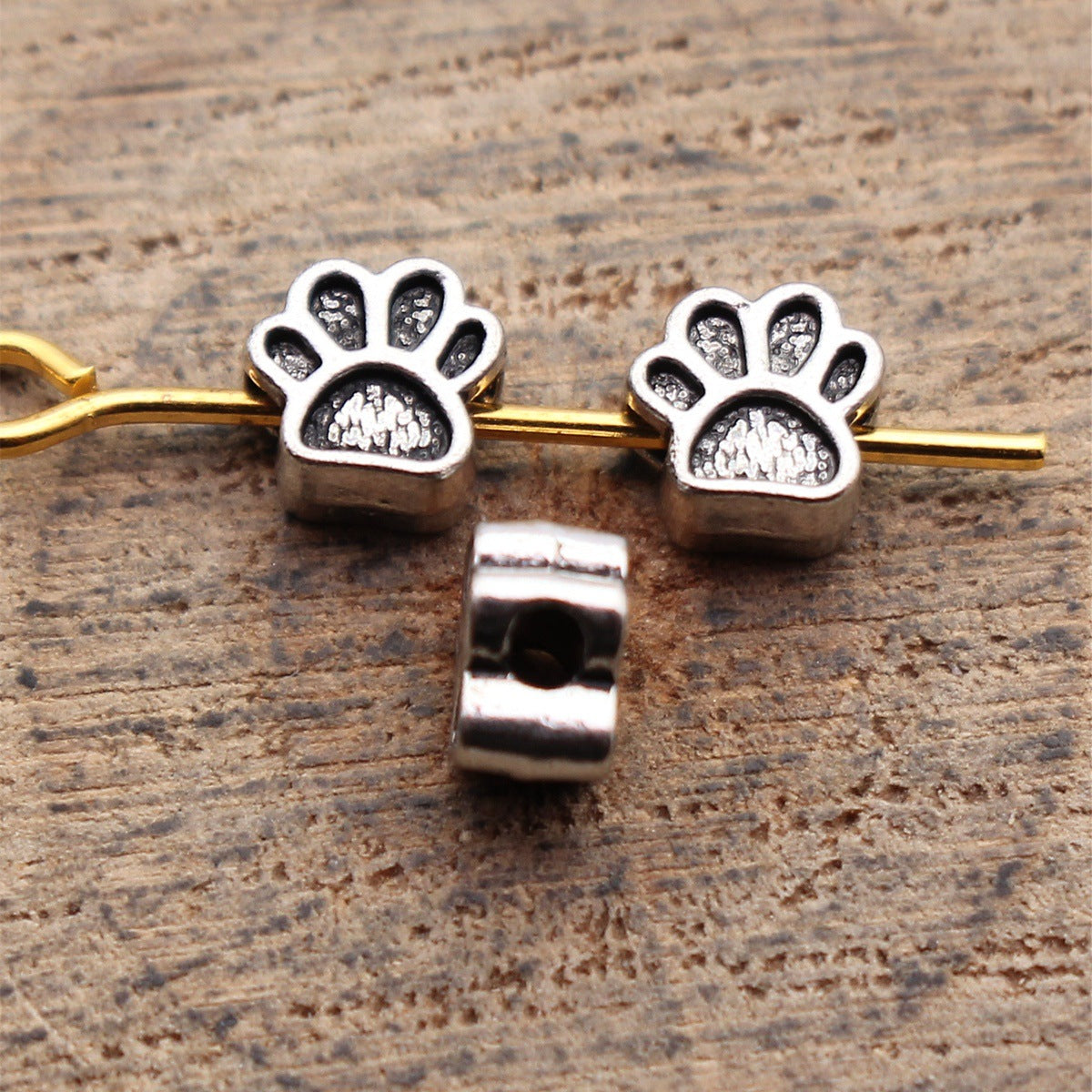 5.3x5x3mm 0.27g Multicolor Zinc Alloy Dog Paw Loose Metal Beads for Bracelet Necklace Jewelry Making