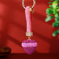 Striped Band Crystal Heart Keychains with Straps and Plain Options view 6