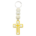 White And Yellow Cross Bead Keychain In Two Packaging Styles view 5