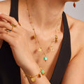 Gold Enamel Bell Luck Charm Necklace Bracelet Heart Clover view 3