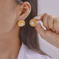 Twisted Rope Circle Stud Earrings With Imitation Pearl view 1