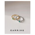 Silver Twisted Band Ring Green Oval Zircon Center Stone view 2
