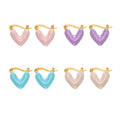 Enamel Heart Hoop Earrings in Blue Pink and Purple view 5