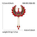 Enamel Phoenix Tassel Brooch in Detailed Metal for Jackets and Scarves view 7