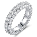Three-Row Round Clear Stone Eternity Band In Three Metal Tones view 2