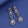 Blue Silver Tone Flower Crystal Four Designs Metal Dangle Earrings view 3