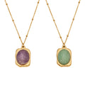 Stainless Steel Oval Stone Pendant Satellite Chain Necklace view 5