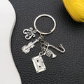 Silver Tone Saxophone Cassette and Microphone Keychain view 2