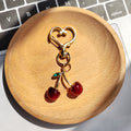 Gold Heart Cherry Resin Keychains Lobster Clasp 4 Styles view 2