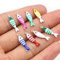 Striped Enamel Fish Charms in Assorted Bright Colors view 2