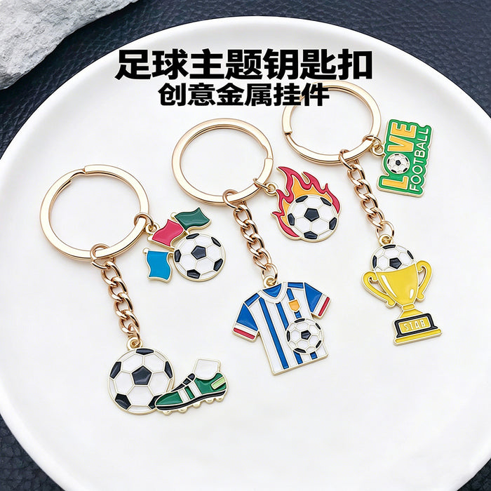 Trophy Shoe or Jersey Soccer Theme Keychains with Metal Hardware