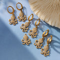 Crystal Octopus Drop Hoop Earrings in Gold and Silver Tone view 3