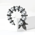 Graduated Pearl Crescent Brooch With Crystal Leaf Tips view 2