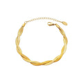 Twisted Herringbone Snake Chain Gold Bracelet 17cm view 5