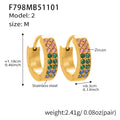 Gold Double Row Zircon U-Huggie Earrings Multi Size view 10