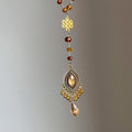 Brown Beaded Necklace with Ornate Teardrop Pendant view 2