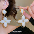 Floral Drop Earrings With White or Yellow Petal Clusters view 3