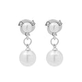 Gold and Silver Pearl Look Round Drop Stud Earrings view 5