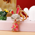 Jeweled Skirt Rabbit Keychains in Four Colors with Braided Loops view 6
