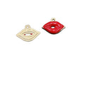 Red Enamel Lipstick Lips Charm Pendant Gold-Tone Rhinestone view 5