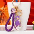 Mixed Jeweled Flip Flop Keychains with Fortune Braided and Plain Loops view 3