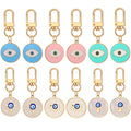 Twelve Piece Gold Tone Round Elephant and Evil Eye Clip Keychain Set view 1