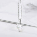 Heart Clear CZ Pendant Necklace Gold Silver Tone Metal Chain view 6