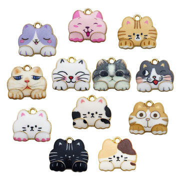Colorful Cute Cat Charms in Twelve Pictured Face Designs