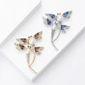 Double Dragonfly Brooch with Crystal Wings and Faux Pearls view 3