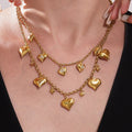 Heart Necklace and Letter Charm Collection in Gold and Silver Tone view 1