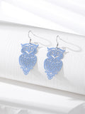 Silver Tone Openwork Owl Hook Earrings in Six Colors view 3
