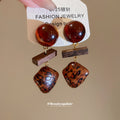 Brown Heart Drop Stud Earrings Available in Two Designs view 3