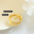 Multi Strand Mesh Open Cuff Ring Gold or Steel Tone view 2