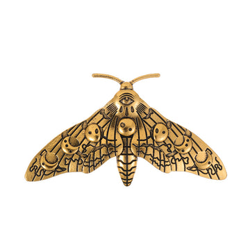 Detailed Moth Metal Brooch Pin in Gold-Tone or Silver-Tone