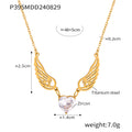 Gold Angel Wing Heart Zircon Pendant Chain Necklace view 6