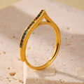 V-Shaped Open Band Ring Clear Multicolor Zircon Size 7 view 3