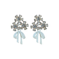 Crystal Flower Stud Earrings With Pastel Bow Drops view 5