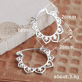 Silver Tone Lotus Petal Openwork Hoop Earrings Metal Alloy view 5