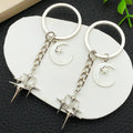 Antique Silver Cross Moon and Star Metal Keychain Set view 4
