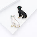 Enamel Sitting Dog Brooch in Black or White with Gold Tone Trim view 2