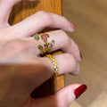 Gold Twisted Band Ring Multicolor Tiny Inset Stones view 4
