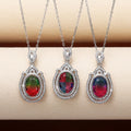 Oval Rainbow Gradient Stone Pendant Necklace in Silver Tone view 4