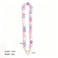 Multicolor Twelve Millimeter Round Bead Necklace With Carabiner Clasp view 10