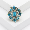 Ornate Rectangular Crystal Brooch in Four Jewel Palettes view 4