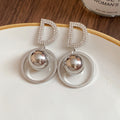 Crystal Letter D Double Ring Gold And Silver Tone Earrings view 7