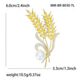 Gold Yellow Crystal Wheat Ears Brooch Pearl Accent view 5
