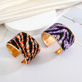Gold Tone Seed Bead Animal Pattern Wide Cuff Bracelets in Six Designs view 4
